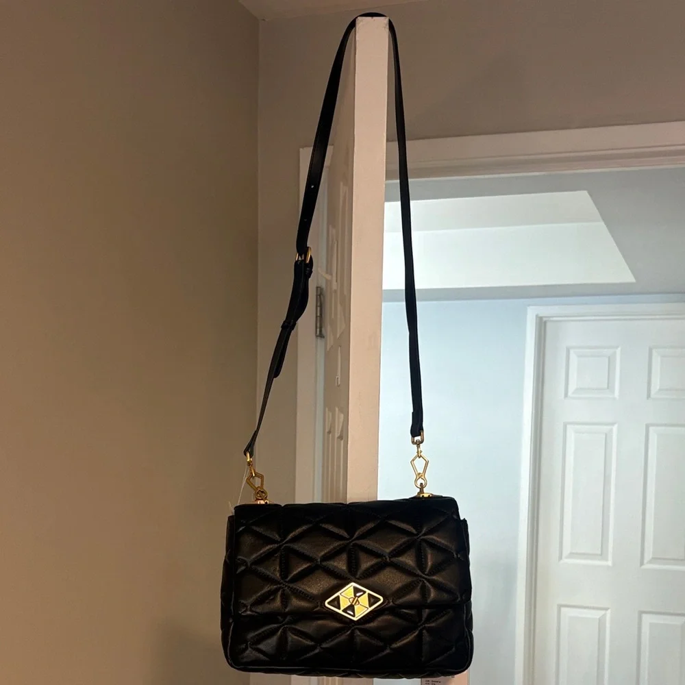 Sadi Elegant Black Quilted Handbag 2way bag. New with tags. Made in Italy. - Picture 2 of 12